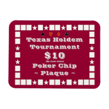 3x4 Texas Holdem Poker Chip Plaque $10 Rectangular Magnet