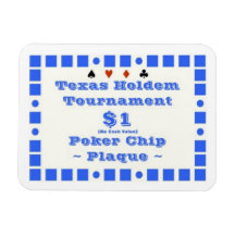 3x4 Texas Holdem Poker Chip Plaque $1 Magnet