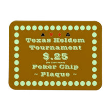 3x4 Texas Holdem Poker Chip Plaque $.25 Flexible Magnets