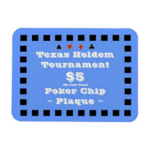 3x4 Texas Holdem Poker Chip Plaque $5 Vinyl Magnets