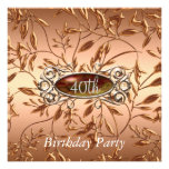40th Birthday Party Invitation Leaves Ocre