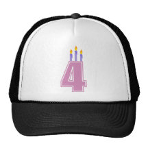 4 Birthday Candles (Pink / Purple) Mesh Hat