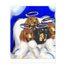 4 doxie angels postcards