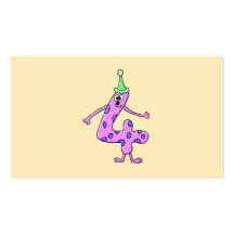 4th Birthday Cartoon Character. Business Card Template