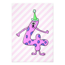 4th Birthday Cartoon Character. Personalised Invitation