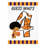 4th Birthday Purple & Orange Basketball Player v2 Personalised Invite