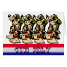 4th July Cute dog soldiers Greeting Cards