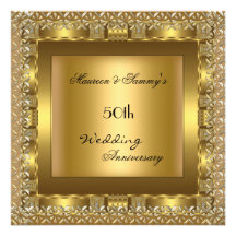 50th Anniversary Wedding Gold Elegant Personalized Invite