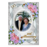 50th Anniversary with photo invitation orchids Greeting Card