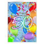 50th Birthday - Balloon Birthday Card - Happy Birt