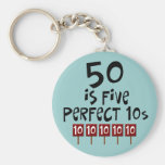 50th birthday gifts, 50 is 5 perfect 10s! keychain