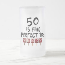 50th birthday gifts, 50 is 5 perfect 10s! mugs