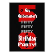 50th Birthday Modern Black Red White Rivets B476 Personalized Announcements