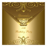 50th Birthday Party Elegant Gold Art Deco Announcements