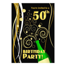 50th Birthday Party - Fun and Festive Champagne Personalised Announcement