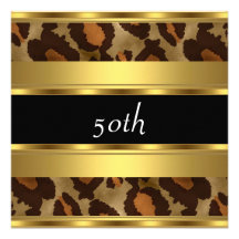 50th Birthday Party Gold Leopard Personalized Invite