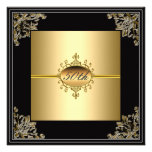 50th Birthday Party  Invitation Gold Black Art Dec