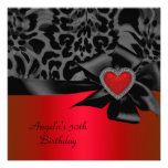 50th Birthday Party Red Silver Wild Black White Announcement