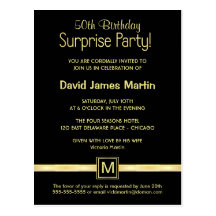 50th Birthday Surprise Party - Sample Invitations Postcards