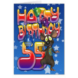 55th Birthday Card cute with little mouse