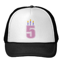 5 Birthday Candles (Pink / Purple) Mesh Hat