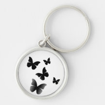 5 Black Butterflies Keychain