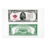 $5 Dollar Legal Tender Banknote Series 1928 Personalized Invitation