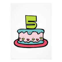 5 Year Old Birthday Cake Custom Announcement