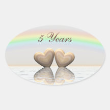5th Anniversary Wooden Hearts Sticker