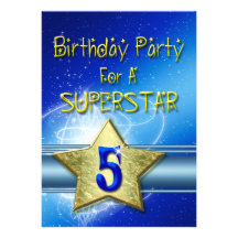 5th Birthday party Invitation for a Superstar.