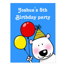 5th birthday party personalised invitations post cards