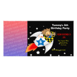 5th rocket birthday boy party invitations photo card
