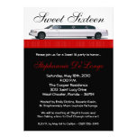 5x7 Crimson Red Limo Sweet 16 Birthday Invitation