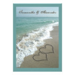 5x7 Custom Sand Hearts Beach Destination Wedding Personalised Invite