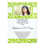 5x7 Lime Zebra Print Patter Quinceanera Invitation
