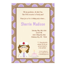 5x7 Little Girl Nurse Birthday Party Invitation