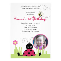 5x7 Little Ladybug *PHOTO* Spring Birthday Invite