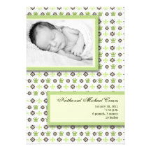 5x7 Neutral Fleur De Li Photo Birth Announcement