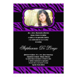 5x7 Purple Zebra Print Quinceanera Invitation