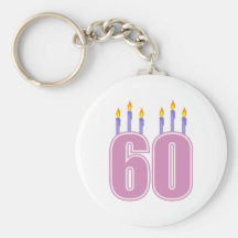 60 Birthday Candles (Pink / Purple) Key Chains