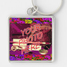 60s Flowers Frame Templates Key Chains