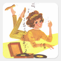 60's Music Girl Square Sticker