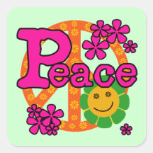 60s Style Peace T-shirts and Gifts Square Stickers