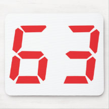 63 sixty-three red alarm clock digital number mouse mats