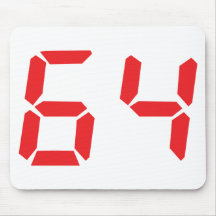 64 sixty-four red alarm clock digital number mouse mat