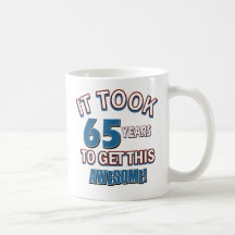 65 year old birthday designs mugs