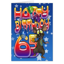 65th Birthday Card cute with little mouse