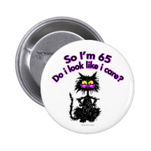 65th Birthday Cat Gifts Pin