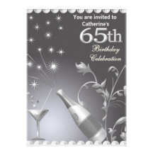 65th Birthday Party Invitation - Silver