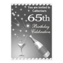 65th Birthday Party Invitation - Silver